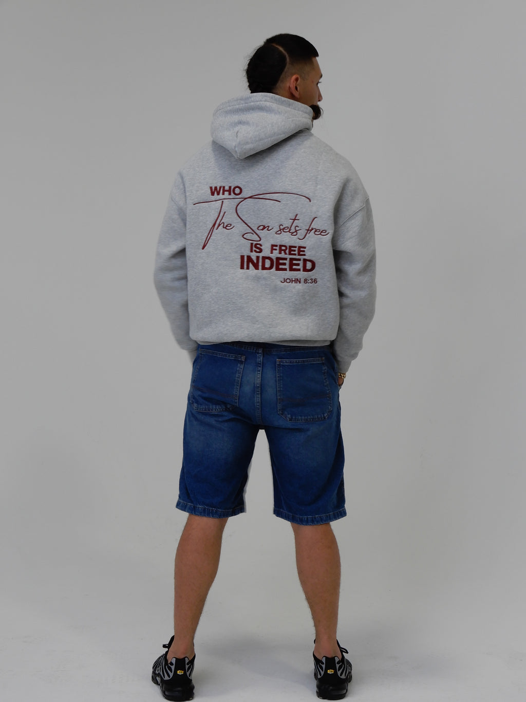 Grey & Crimson Heavyweight Hoodie