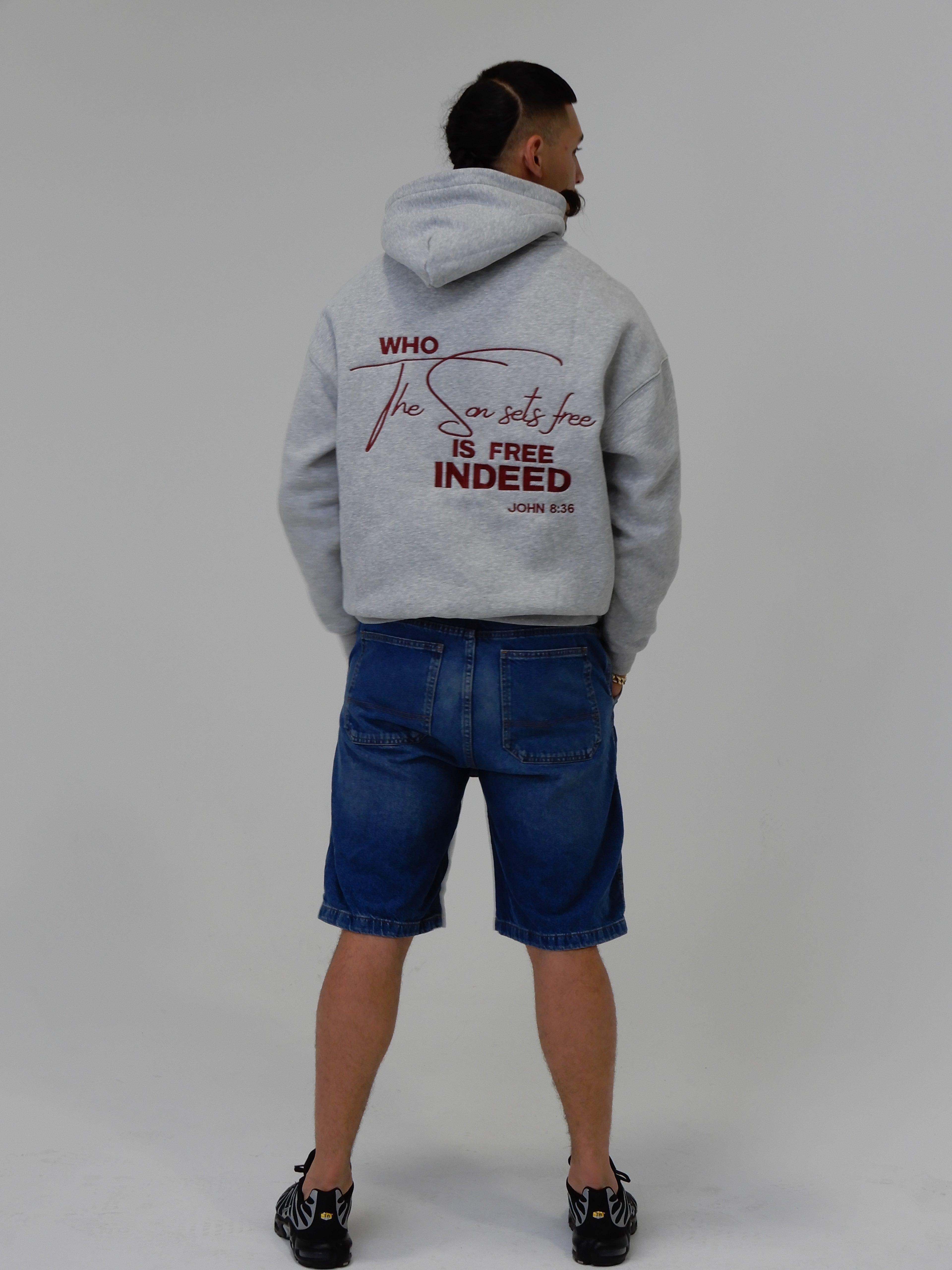 Grey & Crimson Heavyweight Hoodie