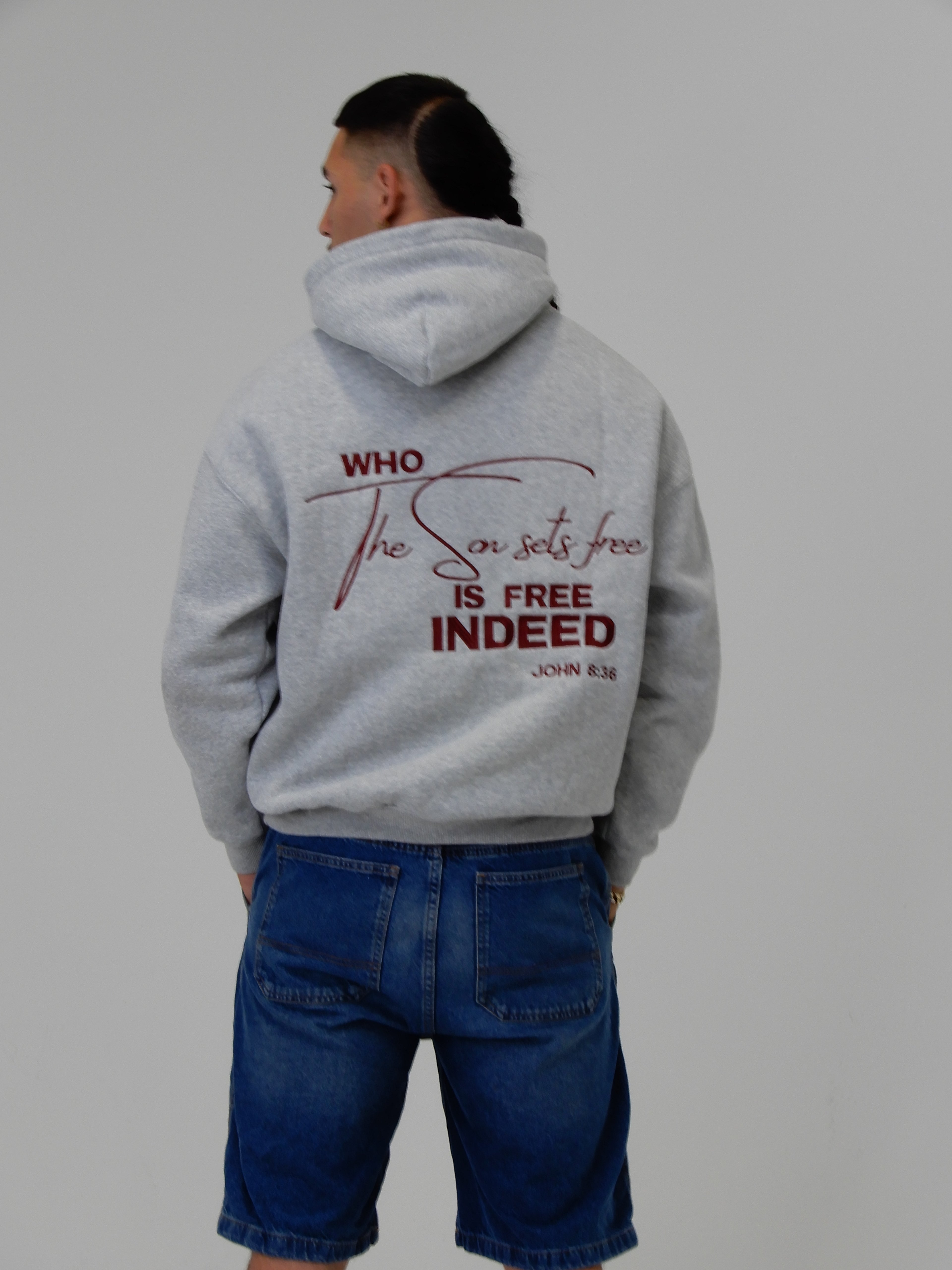 Grey & Crimson Heavyweight Hoodie