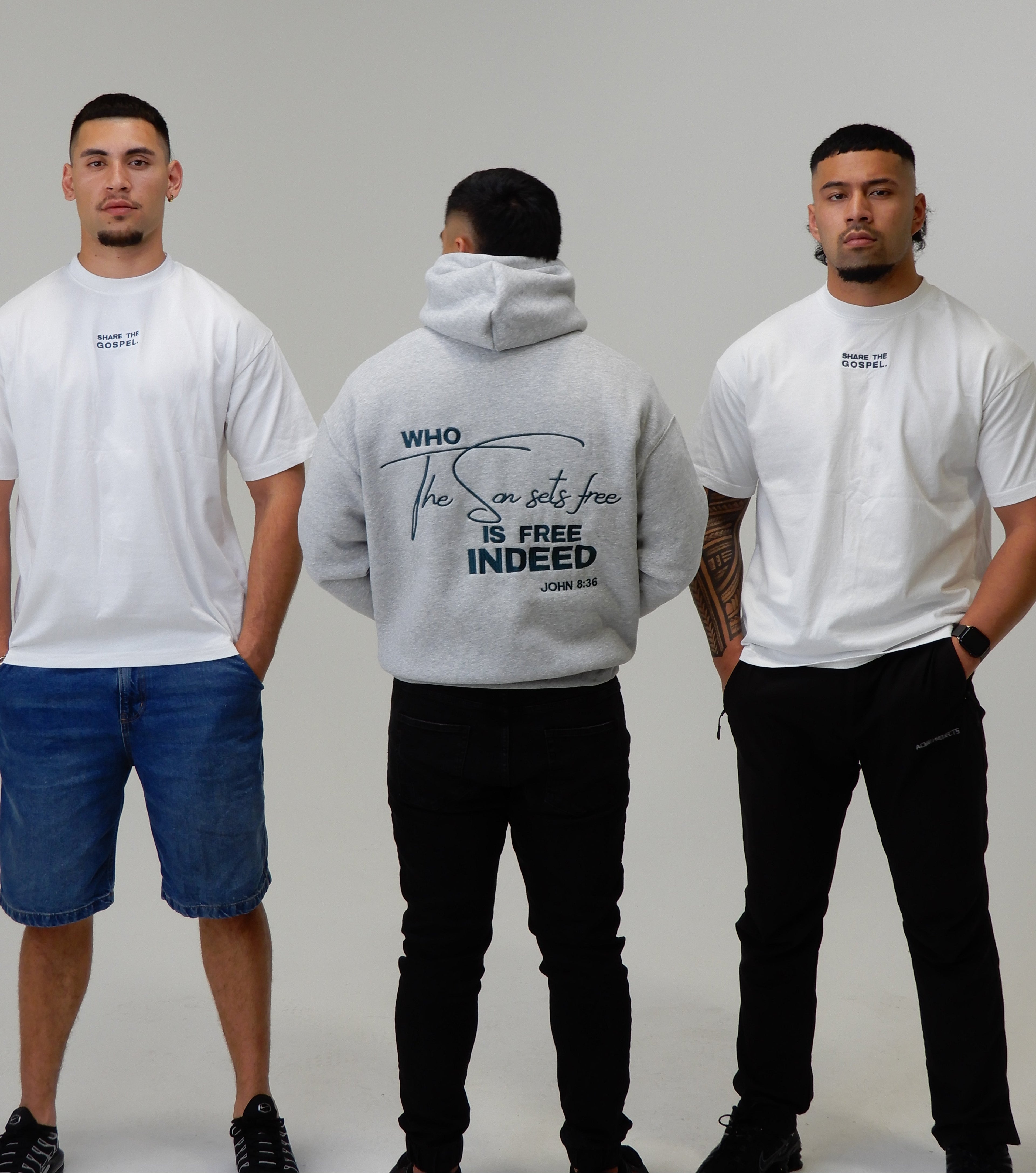 White & Emerald Heavyweight Tee