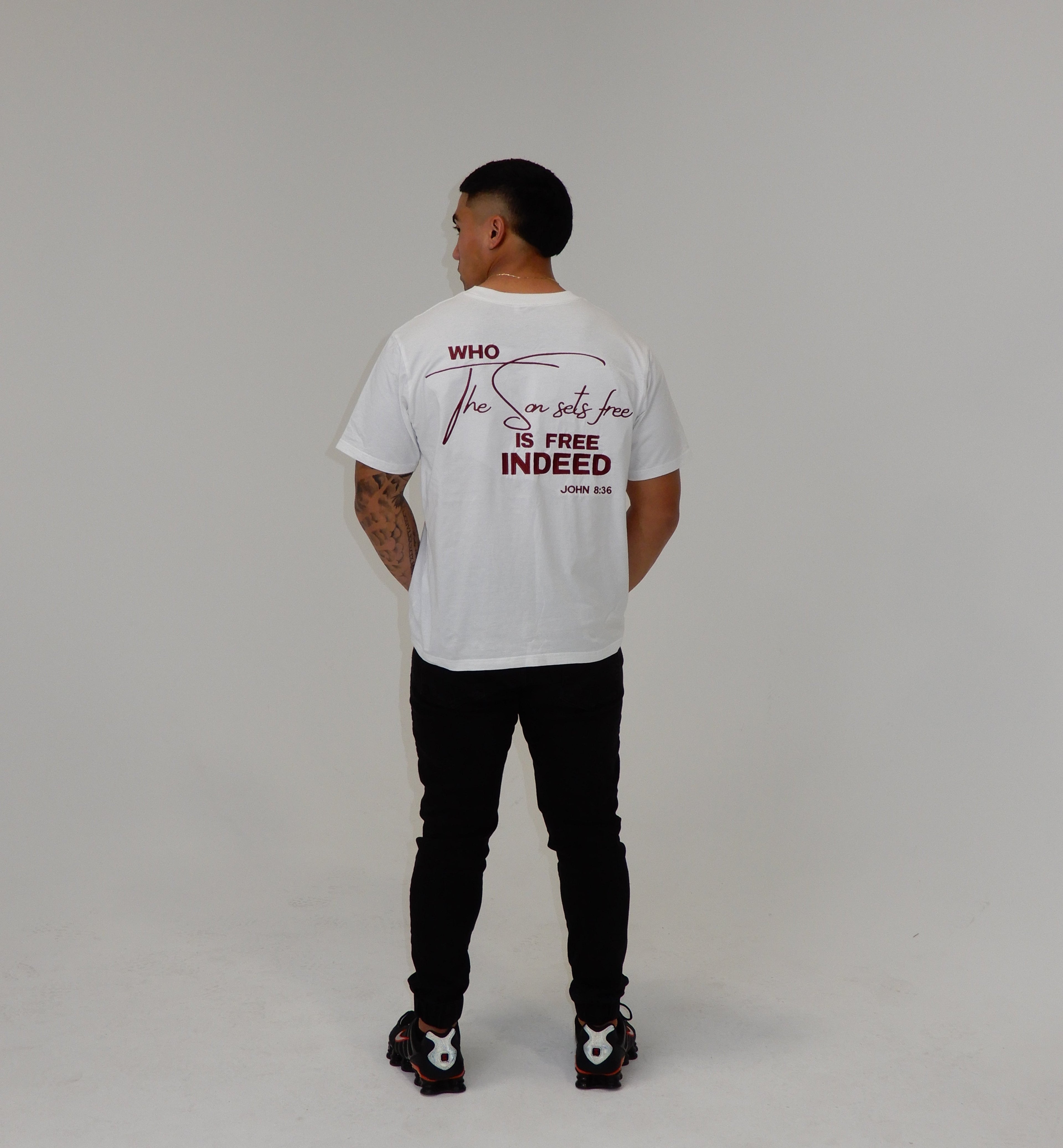 White & Crimson Heavyweight Tee